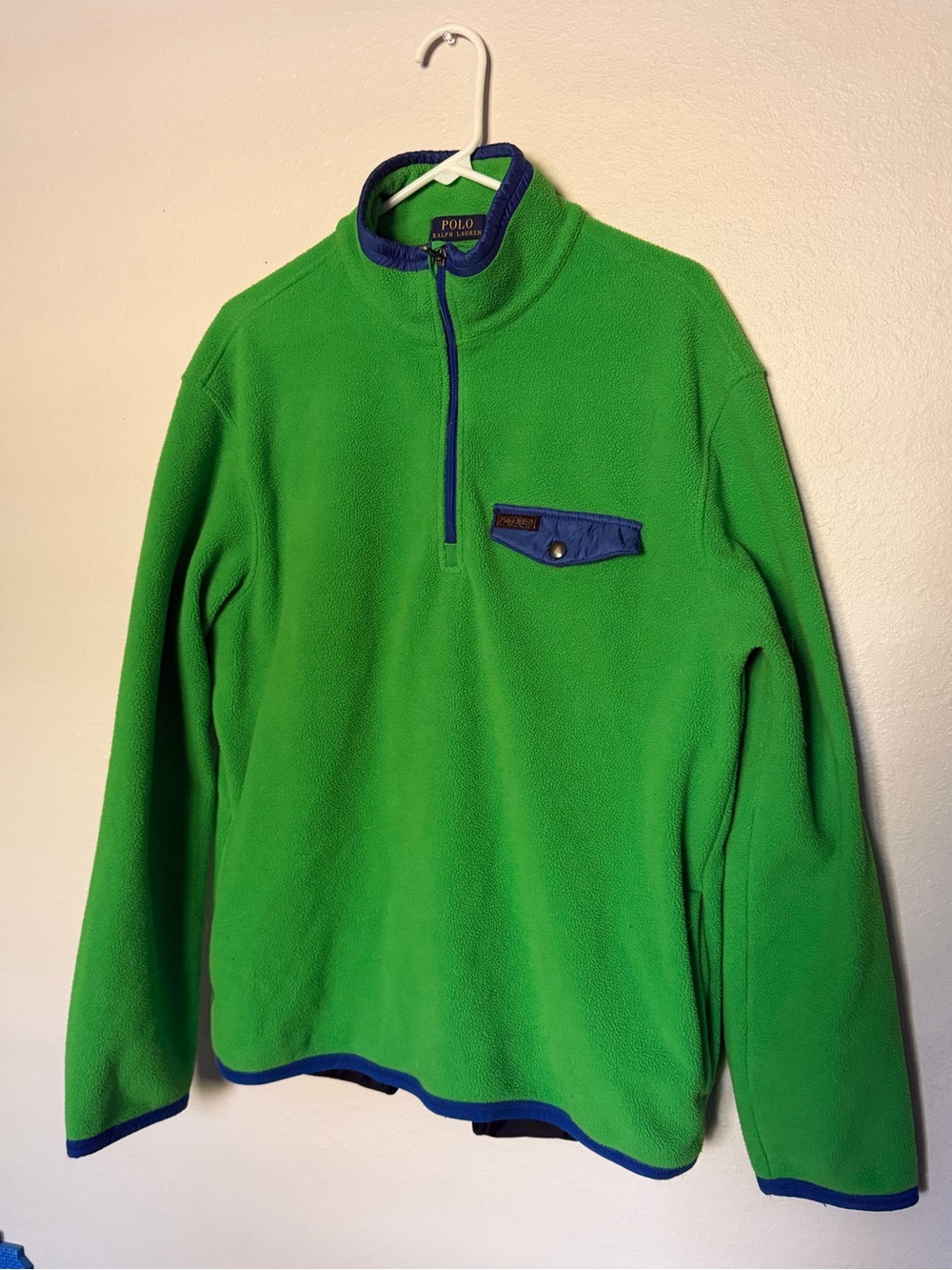 Polo Ralph Lauren Green Blue Fleece Quarter Zip Pullover Men’s L